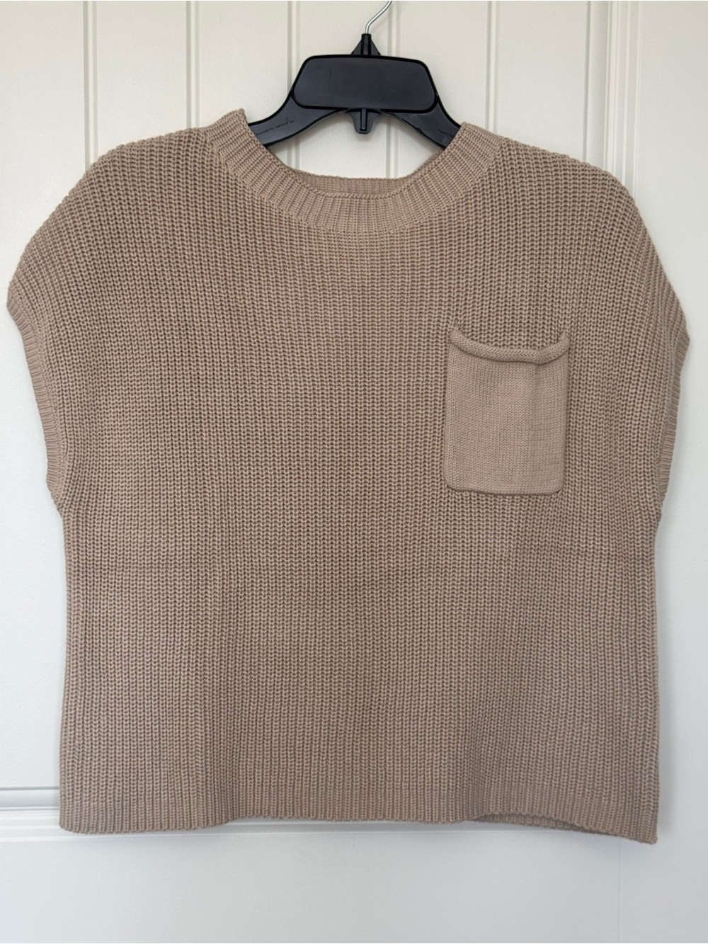 LILLUSORY Taupe 100% Cotton Cap Sleeve Pocket Knit Sweater Top L‎